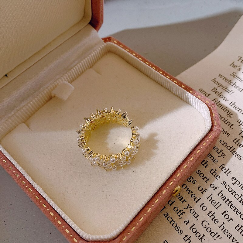 Elegant Adjustable Pearl Ring-tidenox