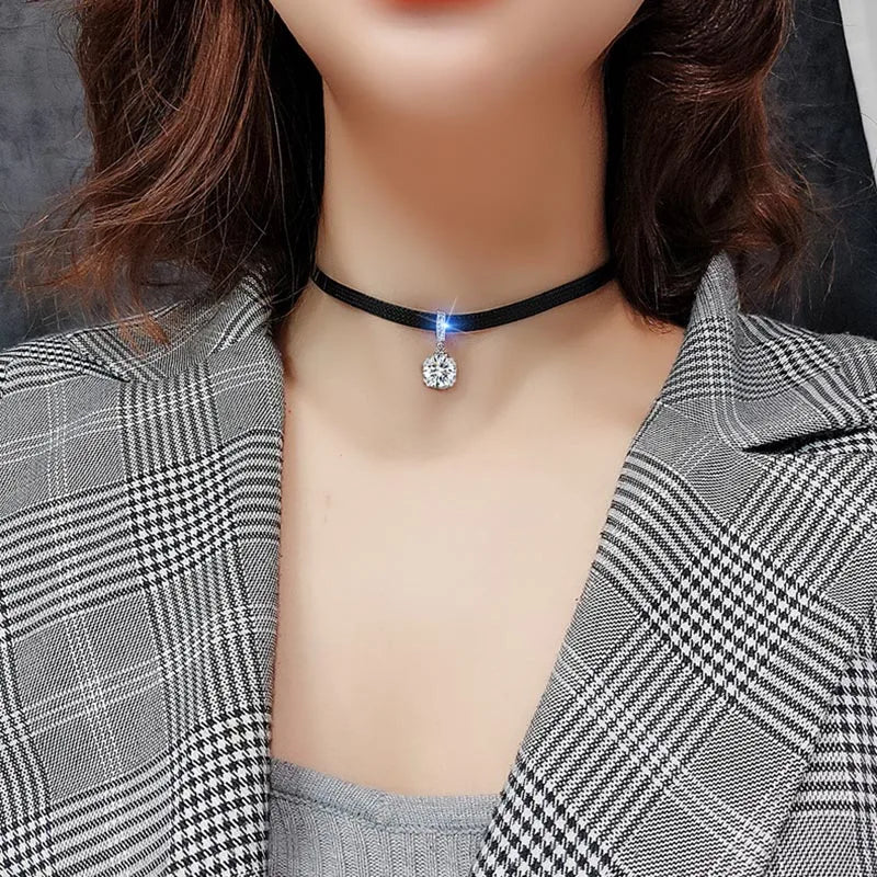 Geometric Crystal Pendant Necklace-tidenox