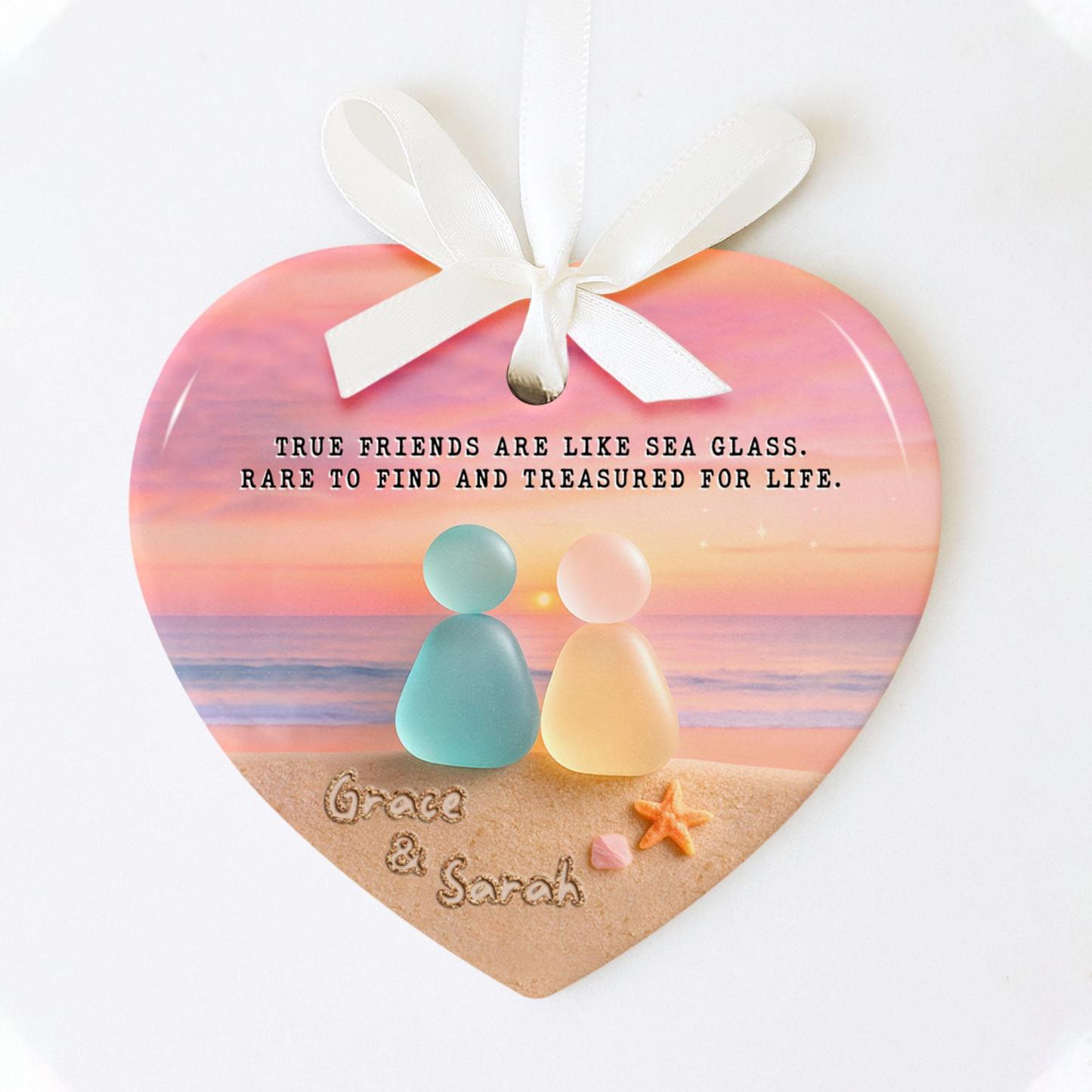 🌈Colorful Heart Sea Glass Friendship Ornament💕-tidenox