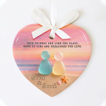 🌈Colorful Heart Sea Glass Friendship Ornament💕-tidenox