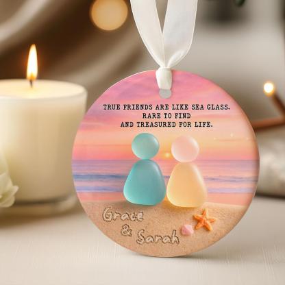 🌈Colorful Heart Sea Glass Friendship Ornament💕-tidenox