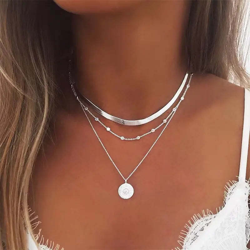 Women's Silver Necklace-tidenox