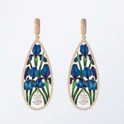Vintage Blue Flower Drop Earrings-tidenox