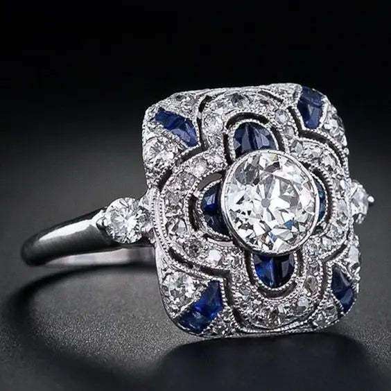 Classic Silver Ring Featuring Blue Zirconia-tidenox