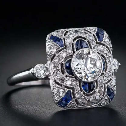 Classic Silver Ring Featuring Blue Zirconia-tidenox
