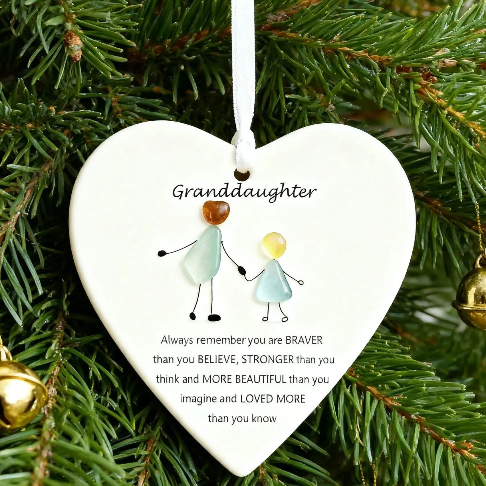 Heart-Shaped Sea Glass Ornament🌊✨Friendship, Grandchildren & Timeless Bonds-tidenox
