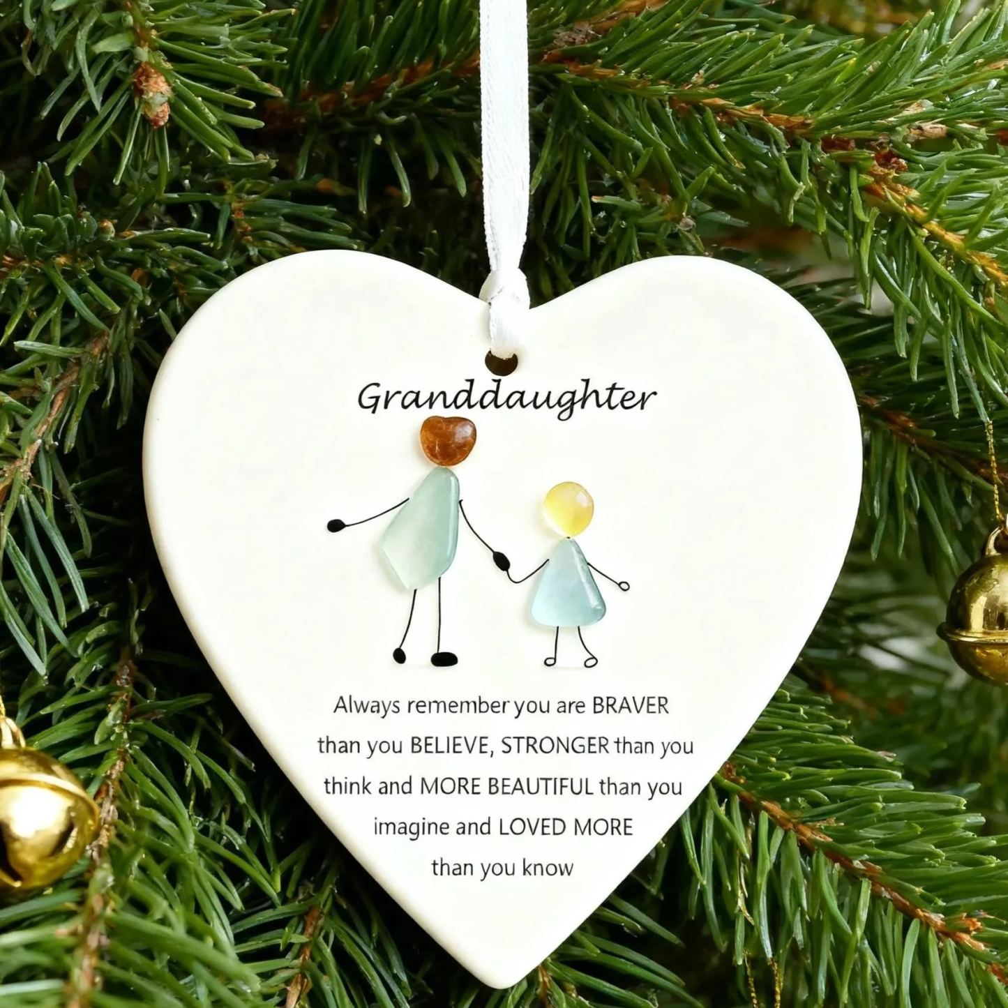 Heart-Shaped Sea Glass Ornament🌊✨Friendship, Grandchildren & Timeless Bonds-tidenox