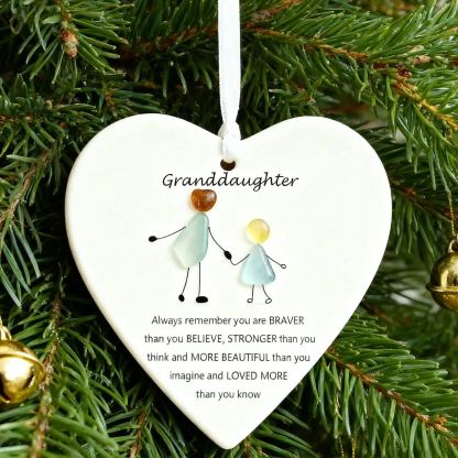 Heart-Shaped Sea Glass Ornament🌊✨Friendship, Grandchildren & Timeless Bonds-tidenox
