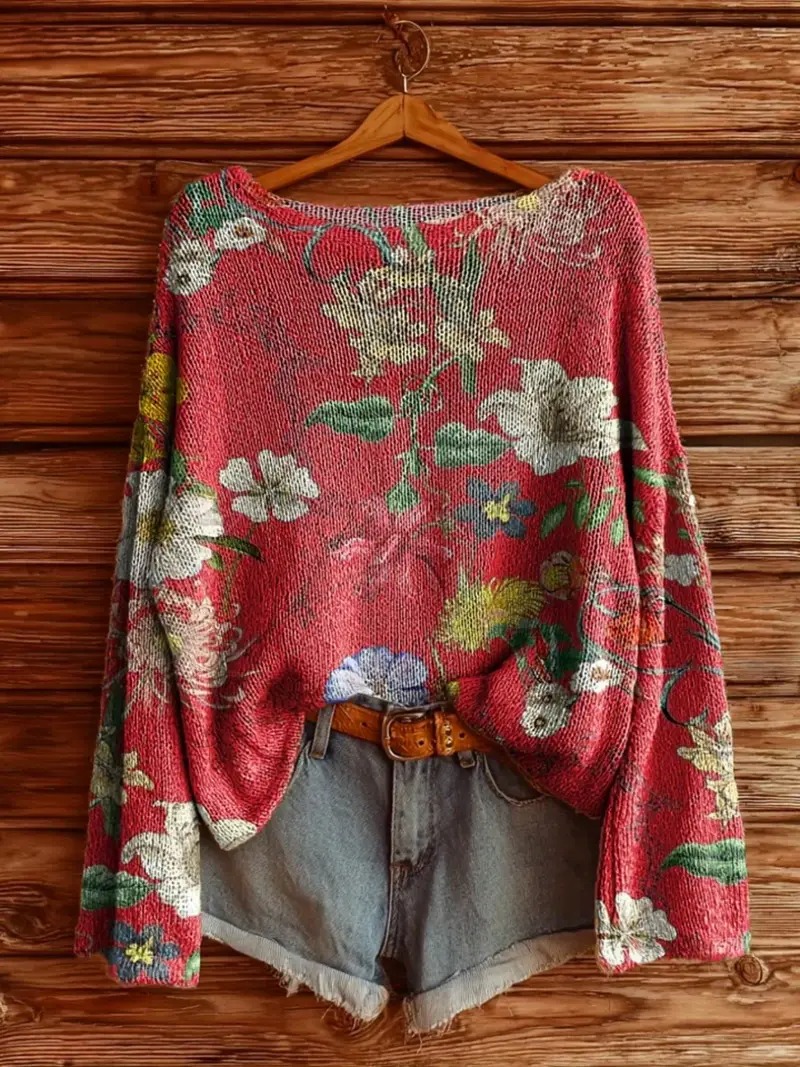 Women's Boho Vintage Print Sweaters-Lazy leisure fashion-tidenox