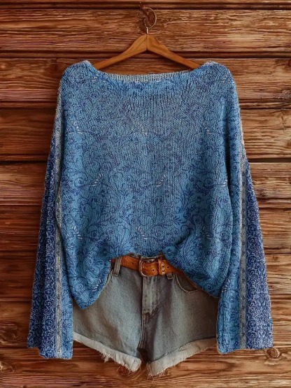 Cozy Boho Knit Sweater – Perfect for Fall & Winter Layering-tidenox