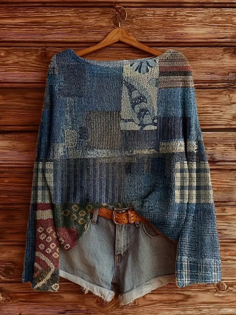 Cozy Boho Knit Sweater – Perfect for Fall & Winter Layering-tidenox