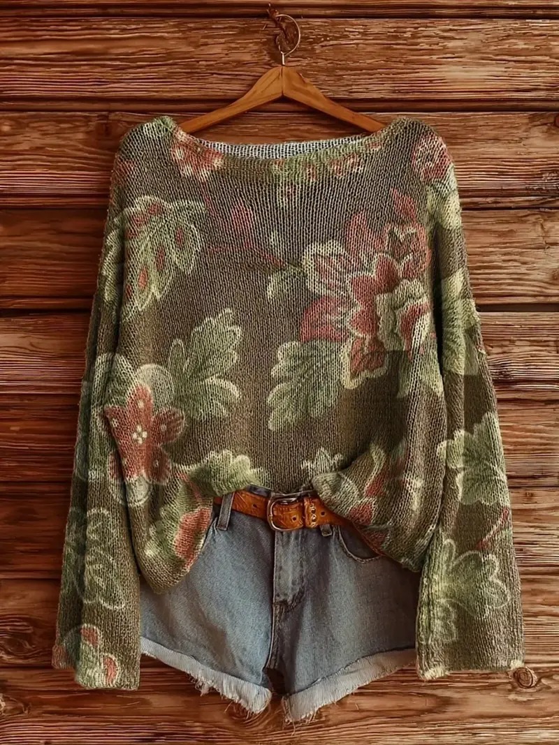 Bohemian Vintage Knit Sweater – Cozy Loose Fit Pullover for Everyday Style-tidenox
