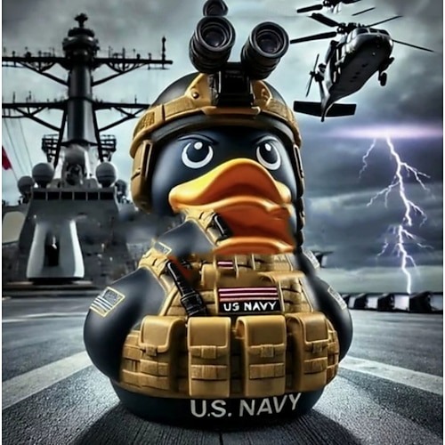 EROCK Military Branch Resin Duck - Hand-Painted Collectible Miniature for Car Dashboard, Office Desk, Home Decor - Air Force/Navy/Army/Space/Coast Guard/Camouflage（Army
