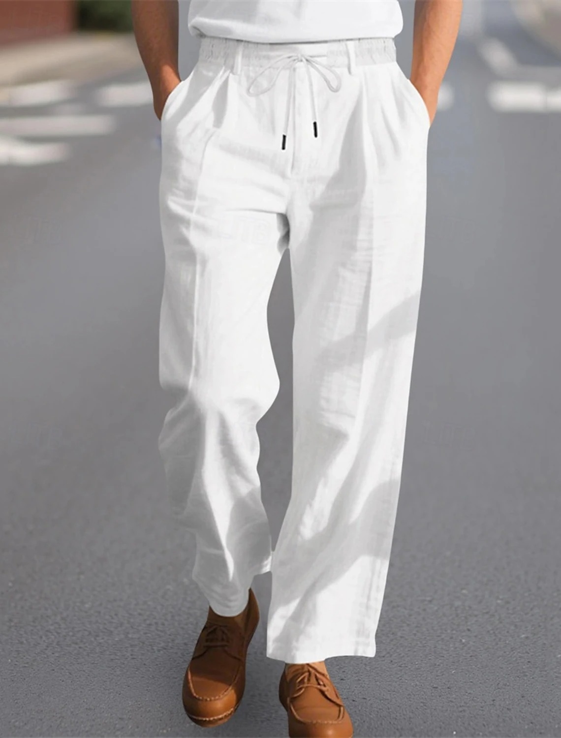 Men's linen trousers summer beach pants solid color comfortable breathable holiday leisure Hawaiian Bohemian style