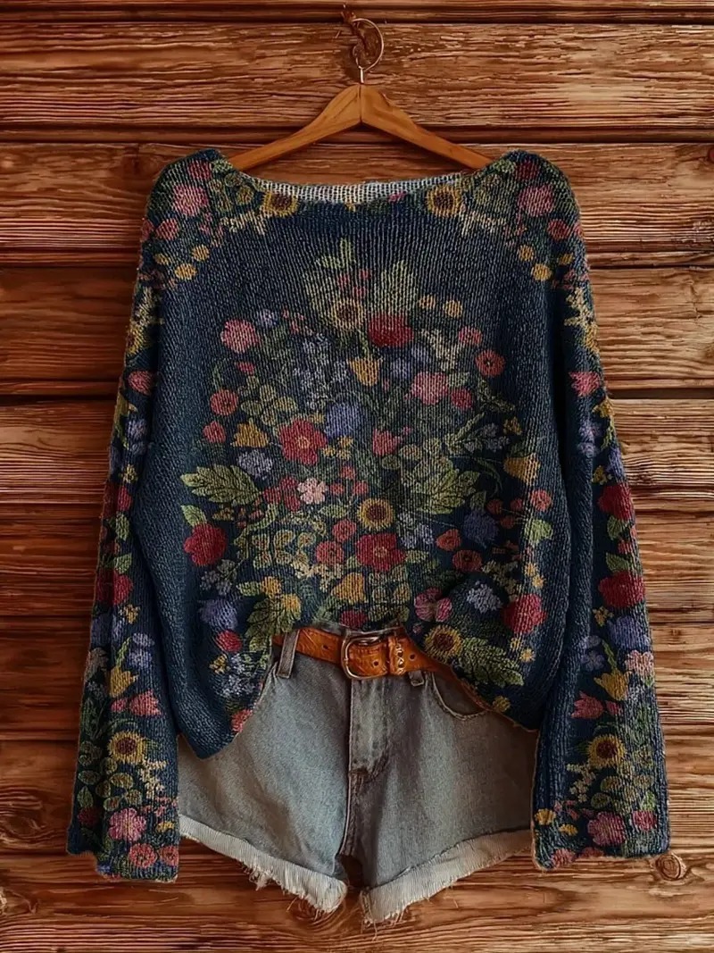 Cozy Boho Knit Sweater – Perfect for Fall & Winter Layering-tidenox