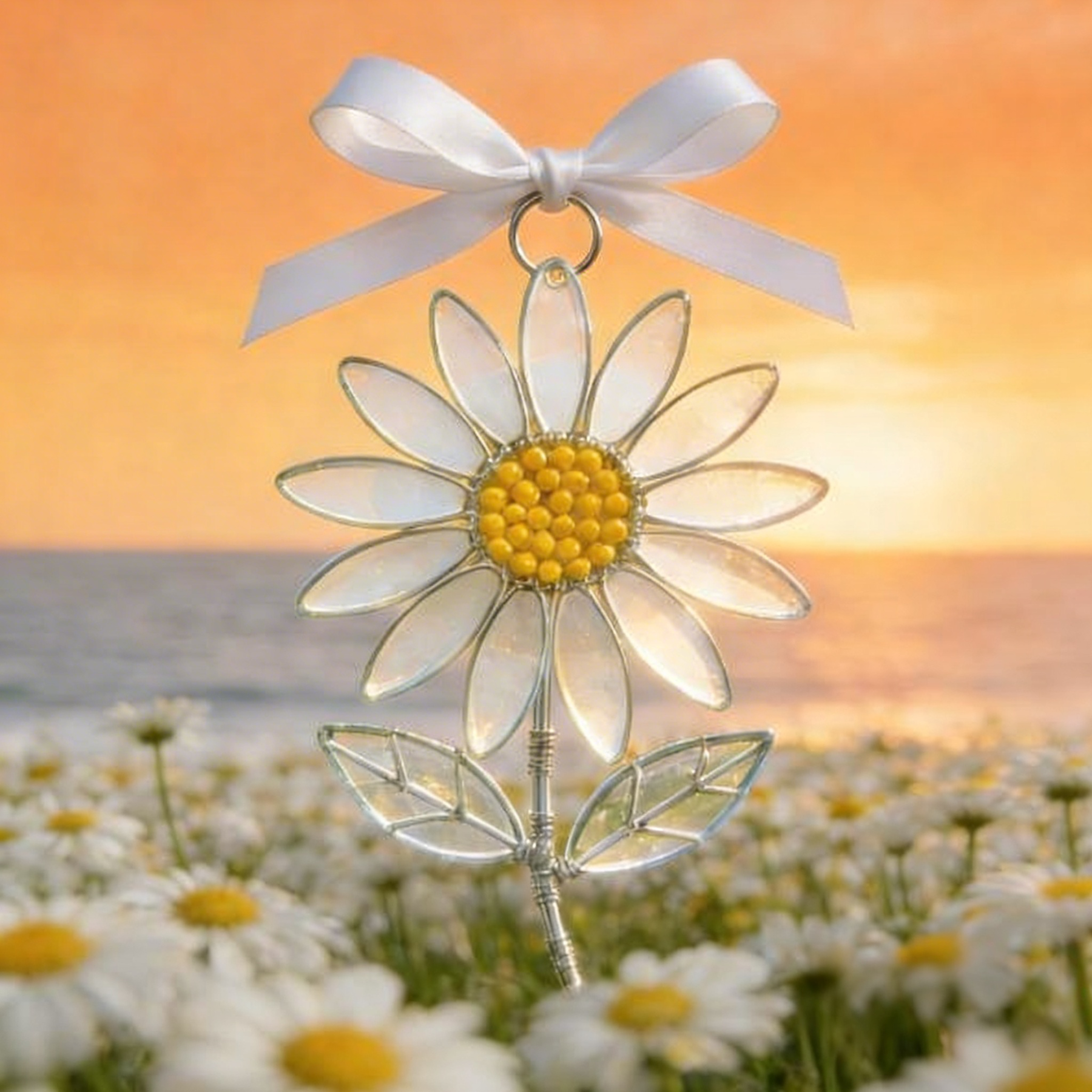 💐Handcrafted Sea Glass Flower Sun Catchers