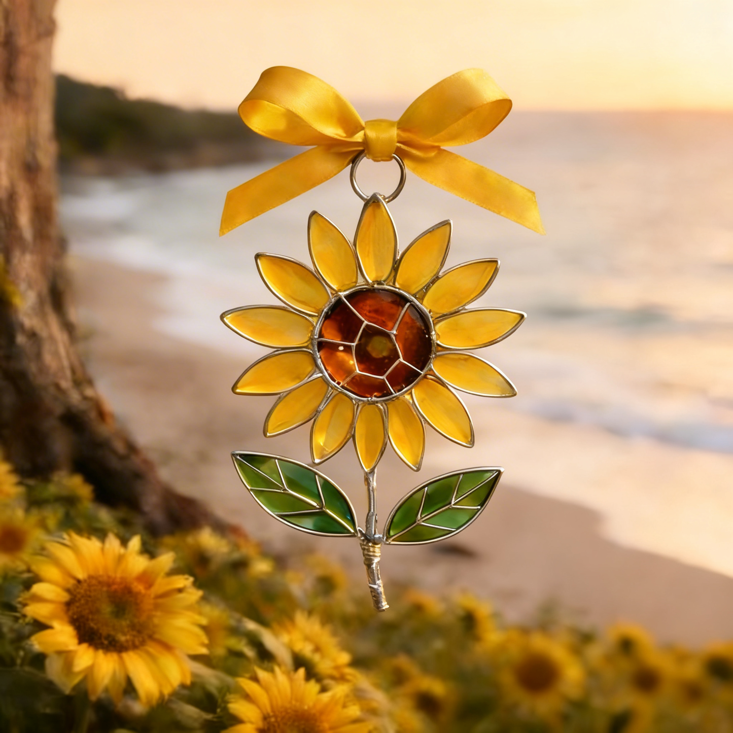 💐Handcrafted Sea Glass Flower Sun Catchers