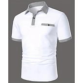 Men's Golf Shirt Golf Polo Work Casual Lapel Short Sleeve Basic Modern Color Block Houndstooth Patchwork Spring & Summer Regular Fit Black White Red Navy Blue Blue Beige Golf Shirt-tidenox