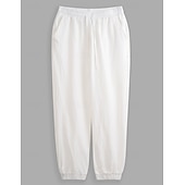 Men's Linen Pants Trousers Summer Pants Elastic Waist Straight Leg High Rise Solid Color Comfort Breathable Full Length Wedding Holiday Vacation Fashion Gray Green Black High Waist Inelastic