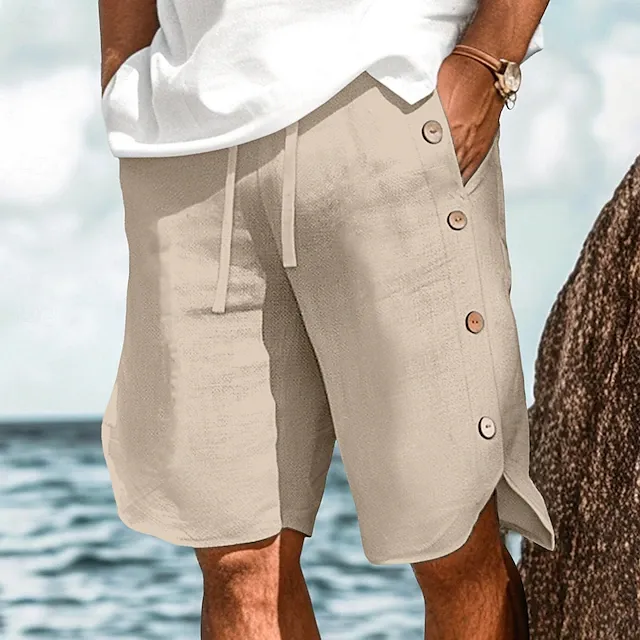 Men’s Breathable Linen Shorts – Elastic Waist, Beach & Daily Wear-tidenox