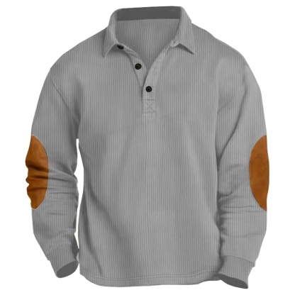 Men's Outdoor  Long-Sleeved Lapel Top Ribbed Sweater-tidenox