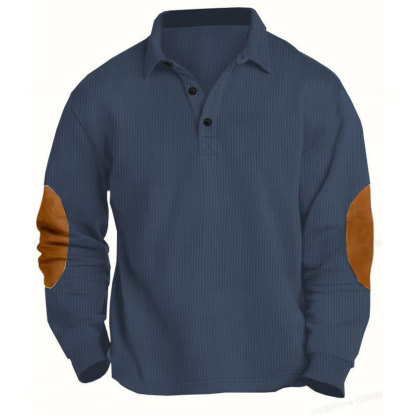 Men's Outdoor  Long-Sleeved Lapel Top Ribbed Sweater-tidenox
