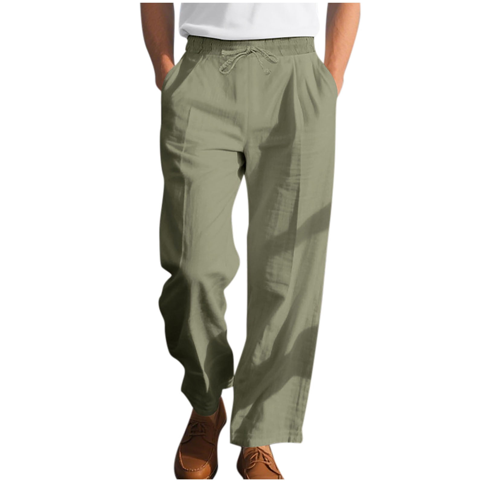 Men's linen trousers summer beach pants solid color comfortable breathable holiday leisure Hawaiian Bohemian style