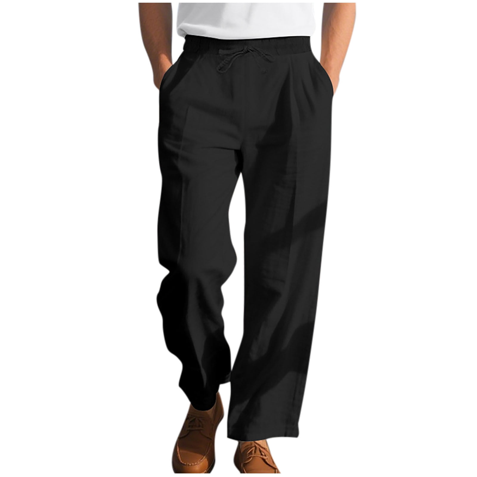 Men's linen trousers summer beach pants solid color comfortable breathable holiday leisure Hawaiian Bohemian style