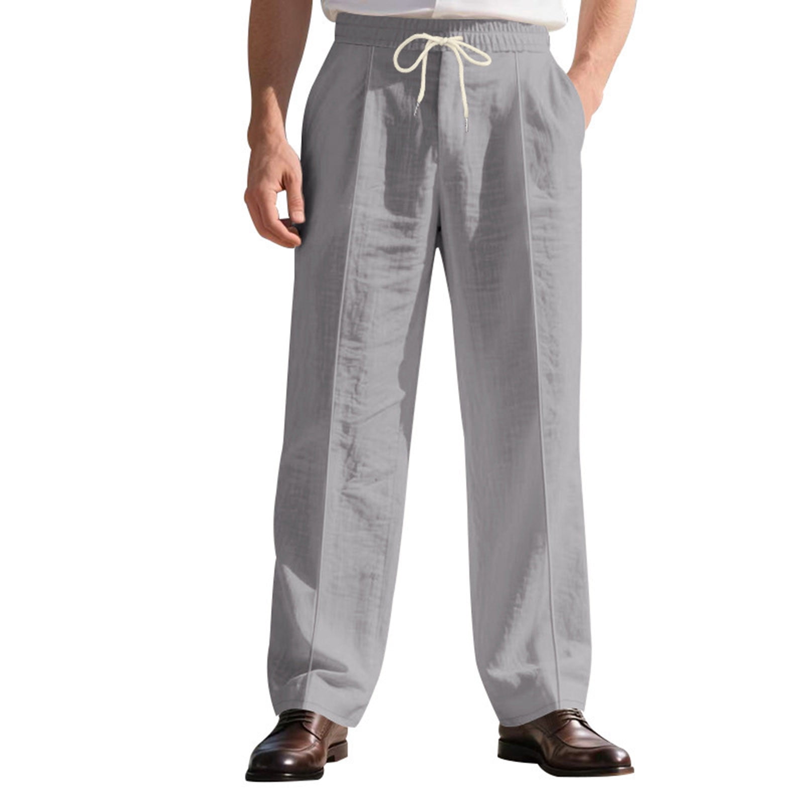 Men's linen trousers summer beach pants solid color comfortable breathable holiday leisure Hawaiian Bohemian style
