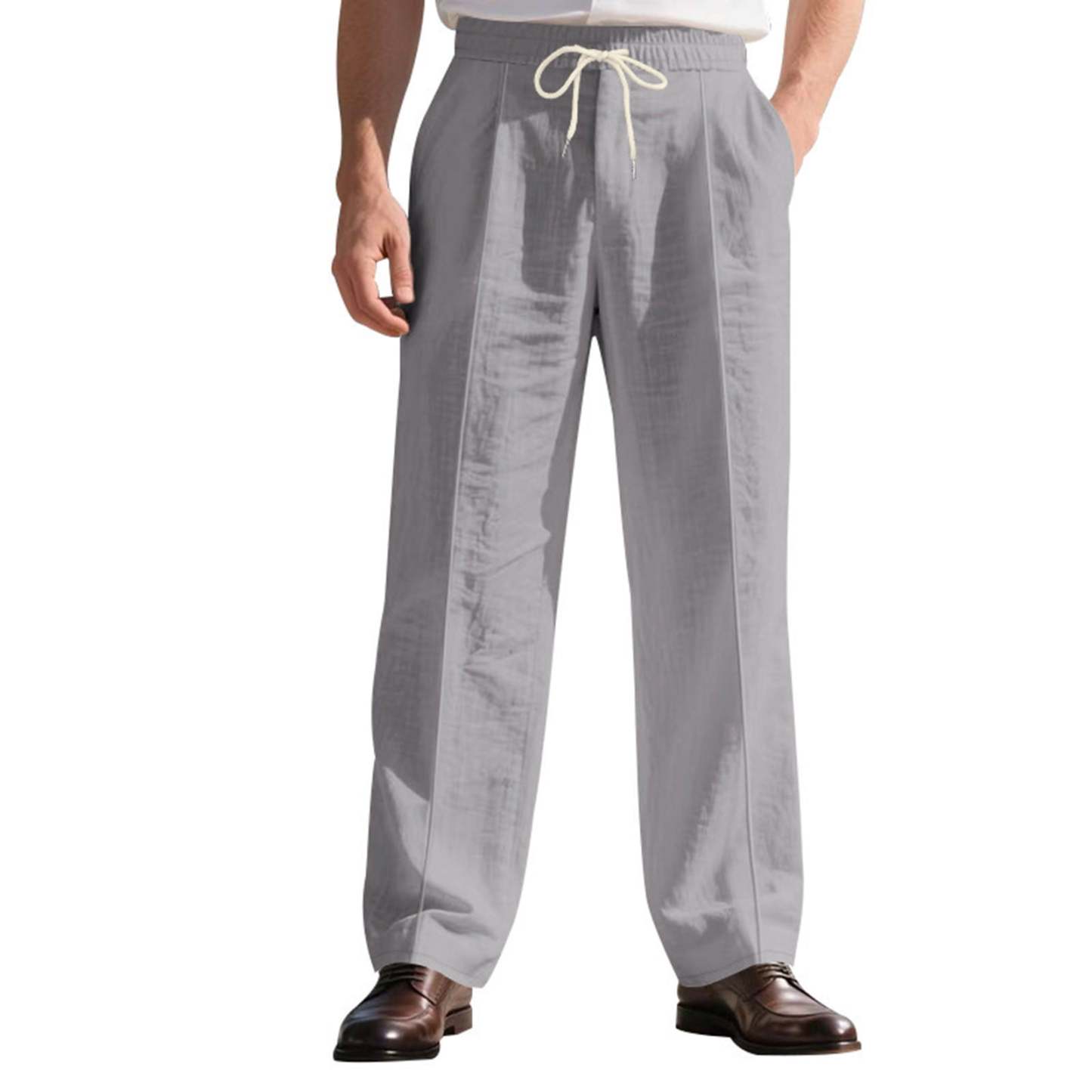 Men's linen trousers summer beach pants solid color comfortable breathable holiday leisure Hawaiian Bohemian style