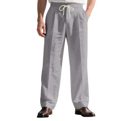 Men's linen trousers summer beach pants solid color comfortable breathable holiday leisure Hawaiian Bohemian style