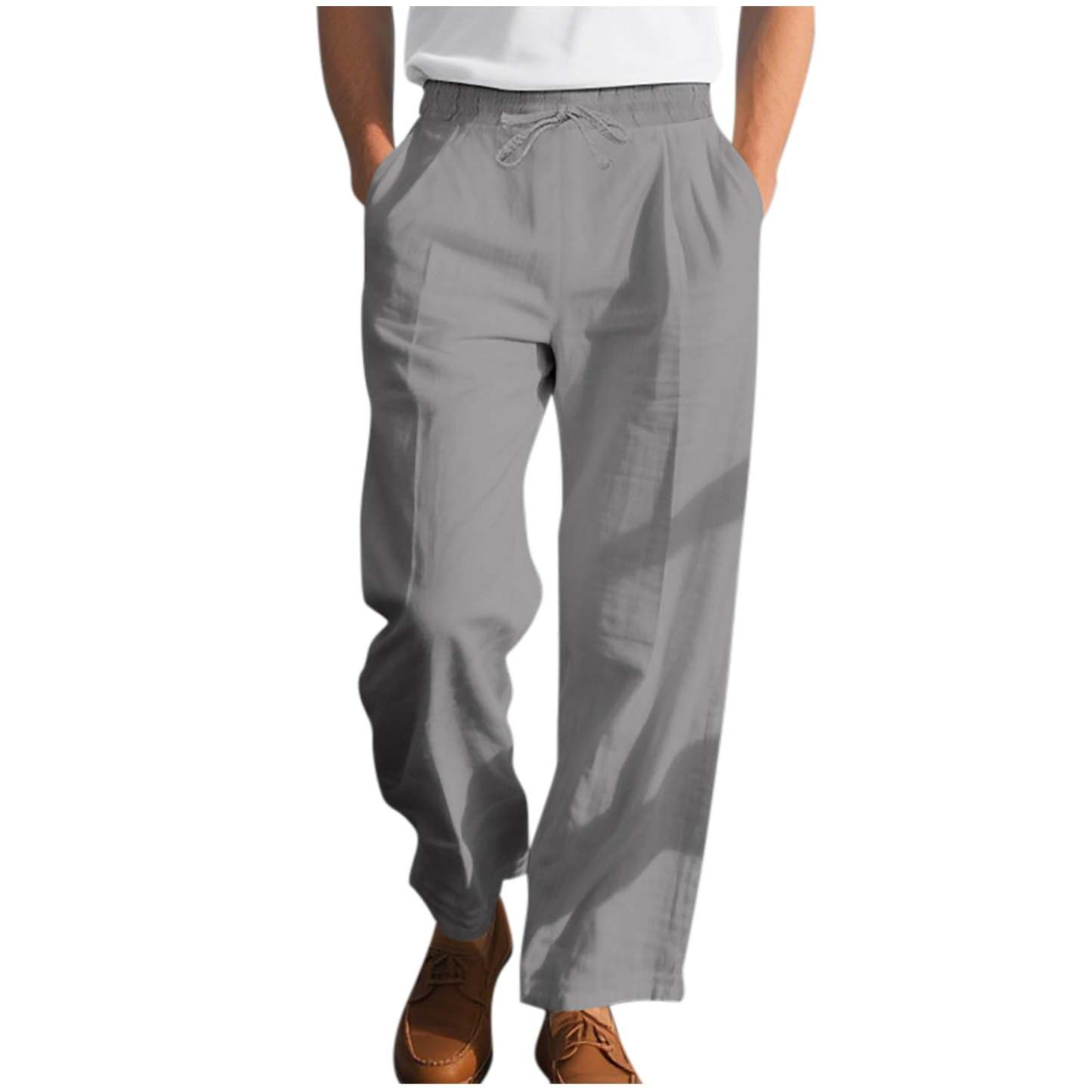 Men's linen trousers summer beach pants solid color comfortable breathable holiday leisure Hawaiian Bohemian style