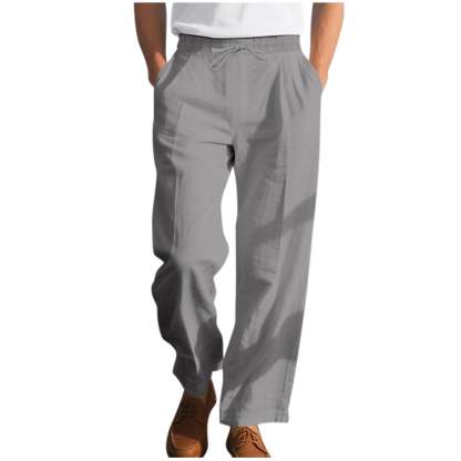 Men's linen trousers summer beach pants solid color comfortable breathable holiday leisure Hawaiian Bohemian style