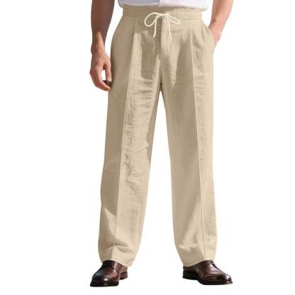 Men's linen trousers summer beach pants solid color comfortable breathable holiday leisure Hawaiian Bohemian style