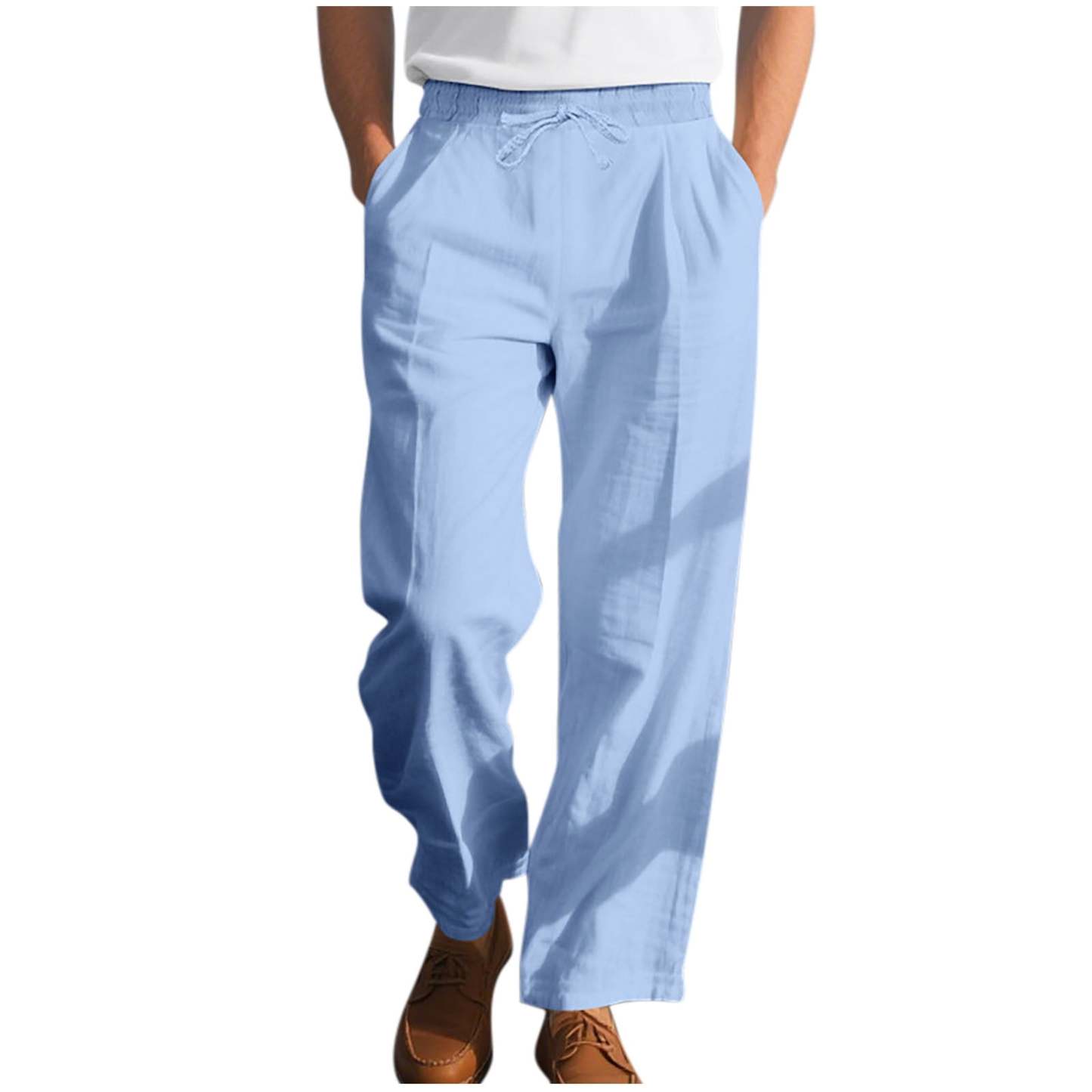 Men's linen trousers summer beach pants solid color comfortable breathable holiday leisure Hawaiian Bohemian style