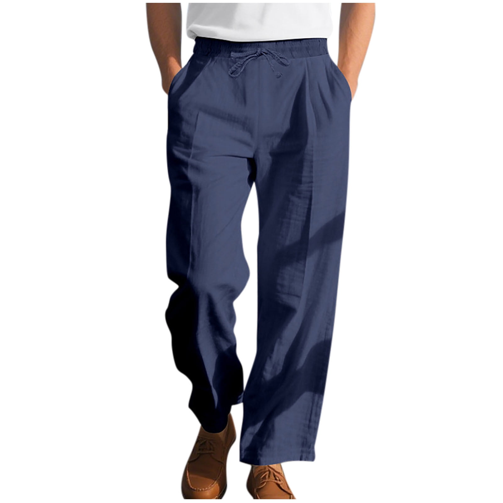 Men's linen trousers summer beach pants solid color comfortable breathable holiday leisure Hawaiian Bohemian style