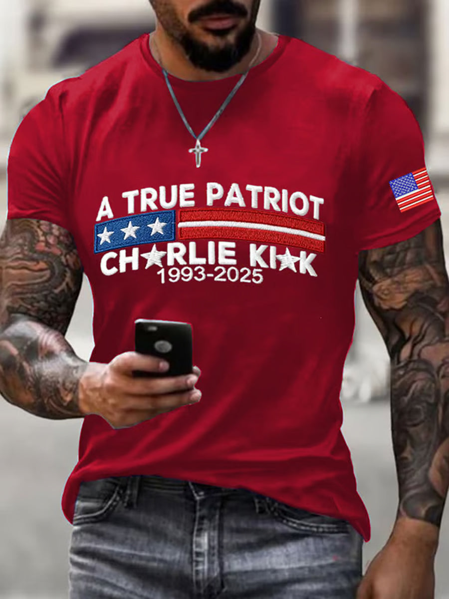 Men's Commemorative Leader A true Patriot Print T-Shirt-tidenox