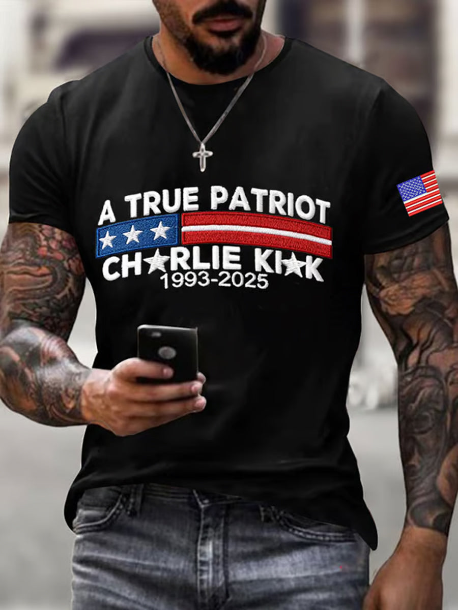 Men's Commemorative Leader A true Patriot Print T-Shirt-tidenox