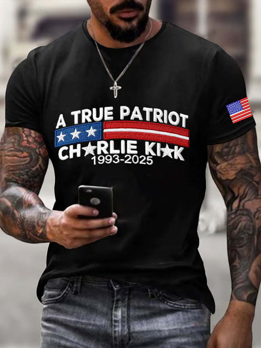 Men's Commemorative Leader A true Patriot Print T-Shirt-tidenox