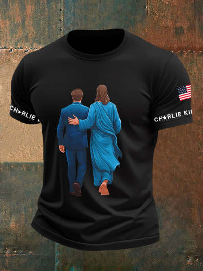 Men's A True Patriot Printed Casual T-Shirt-tidenox