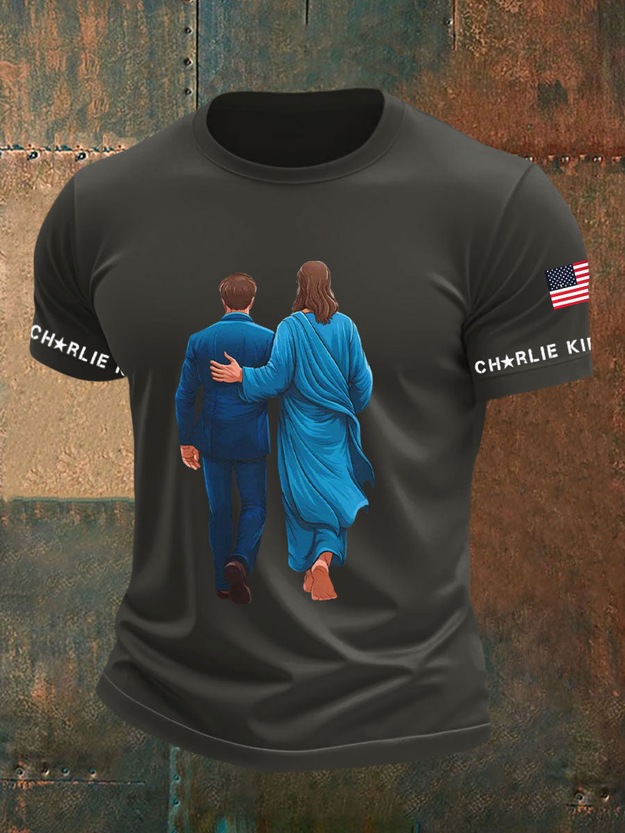 Men's A True Patriot Printed Casual T-Shirt-tidenox