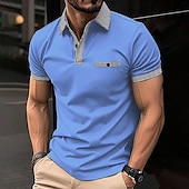 Men's Golf Shirt Golf Polo Work Casual Lapel Short Sleeve Basic Modern Color Block Houndstooth Patchwork Spring & Summer Regular Fit Black White Red Navy Blue Blue Beige Golf Shirt-tidenox
