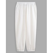 Men's Linen Pants Trousers Summer Pants Elastic Waist Straight Leg High Rise Solid Color Comfort Breathable Full Length Wedding Holiday Vacation Fashion Gray Green Black High Waist Inelastic