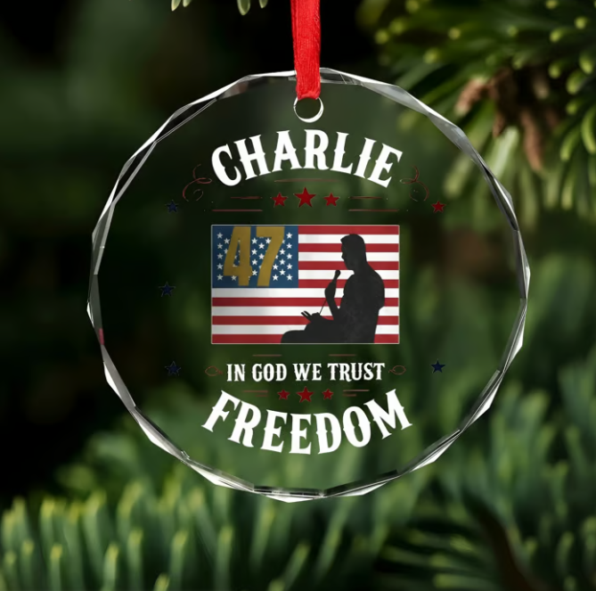 Charlie "In God We Trust Freedom" Acrylic Ornament