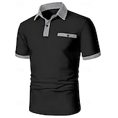 Men's Golf Shirt Golf Polo Work Casual Lapel Short Sleeve Basic Modern Color Block Houndstooth Patchwork Spring & Summer Regular Fit Black White Red Navy Blue Blue Beige Golf Shirt-tidenox