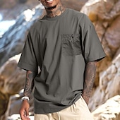 Men's Shorts Linen Shorts Summer Shorts Beach Shorts Drawstring Elastic Waist Multi Pocket Plain Knee Length Outdoor Beach Hawaiian Casual ArmyGreen Black Inelastic-tidenox
