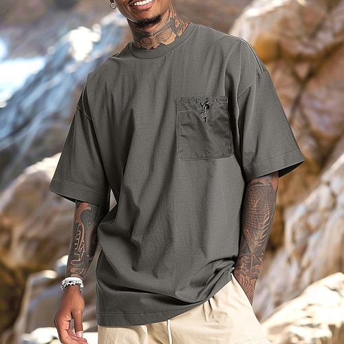 Men's Shorts Linen Shorts Summer Shorts Beach Shorts Drawstring Elastic Waist Multi Pocket Plain Knee Length Outdoor Beach Hawaiian Casual ArmyGreen Black Inelastic-tidenox