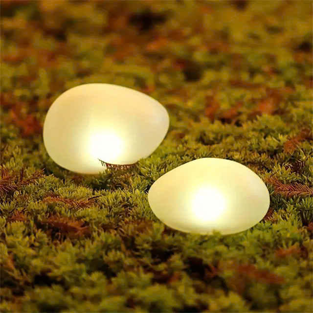 Solar Powered Pebble Stone Lamp Outdoor Park Garden Atmosphere Decorat