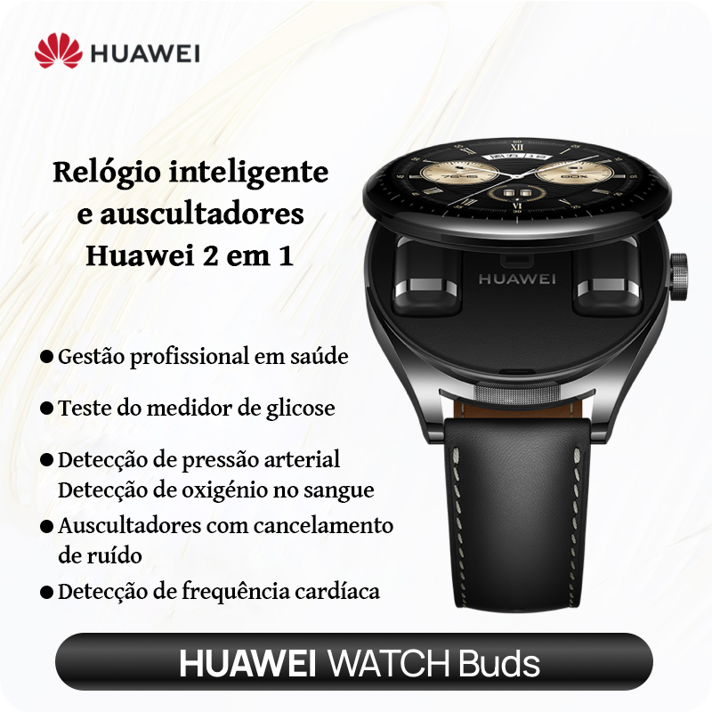 Relógio inteligente e auscultadores Huawei 2 em 1 [gestão da saúde, deteção de açúcar no sangue]