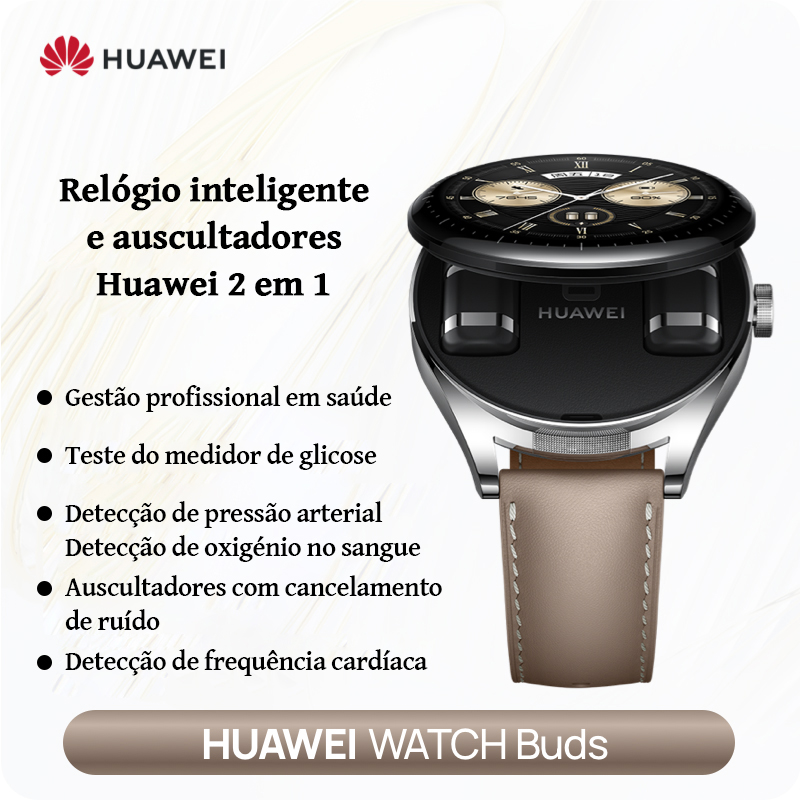 Relógio inteligente e auscultadores Huawei 2 em 1 [gestão da saúde, deteção de açúcar no sangue]